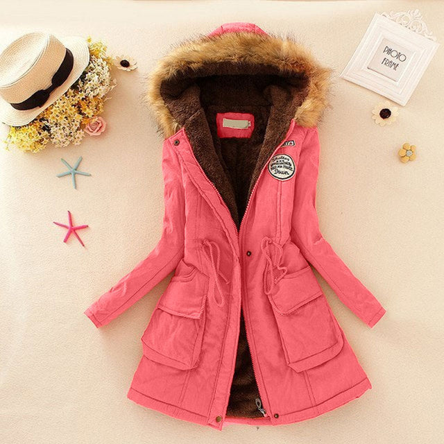Long Winter Jacket Coat Thick Cotton Warm Jacket Womens Outwear Parkas Plus Size Fur Coat