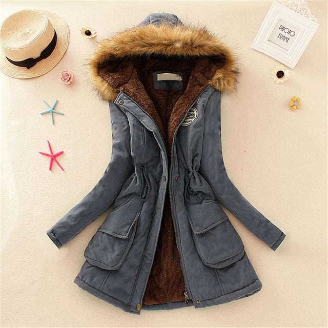Long Winter Jacket Coat Thick Cotton Warm Jacket Womens Outwear Parkas Plus Size Fur Coat