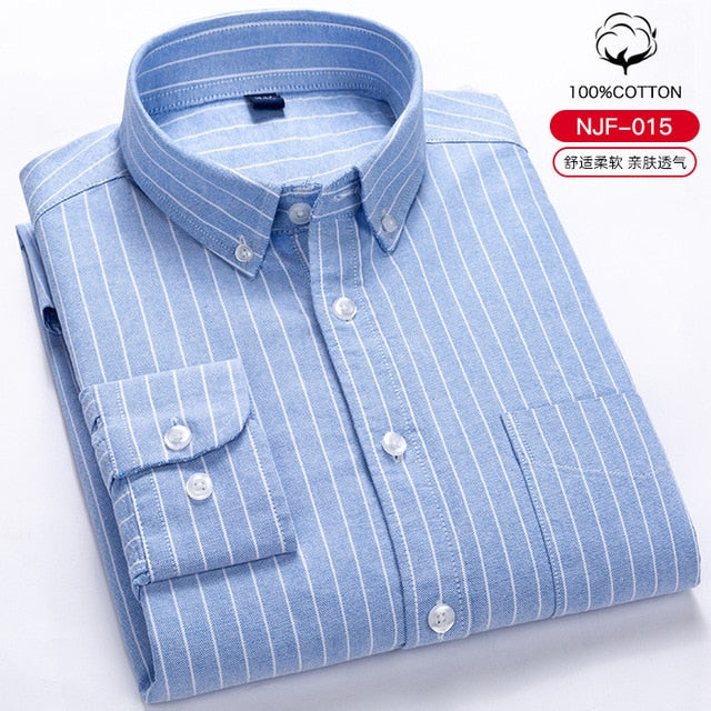 S-8XL Plus Size New Men's 100% Cotton Oxford Shirts Men Long Sleeve Casual Slim Fit Dress Shirts For Male Business Shirt Tops