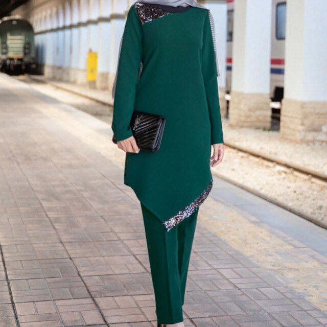 Plus Size Muslim Two Piece Suit Robes