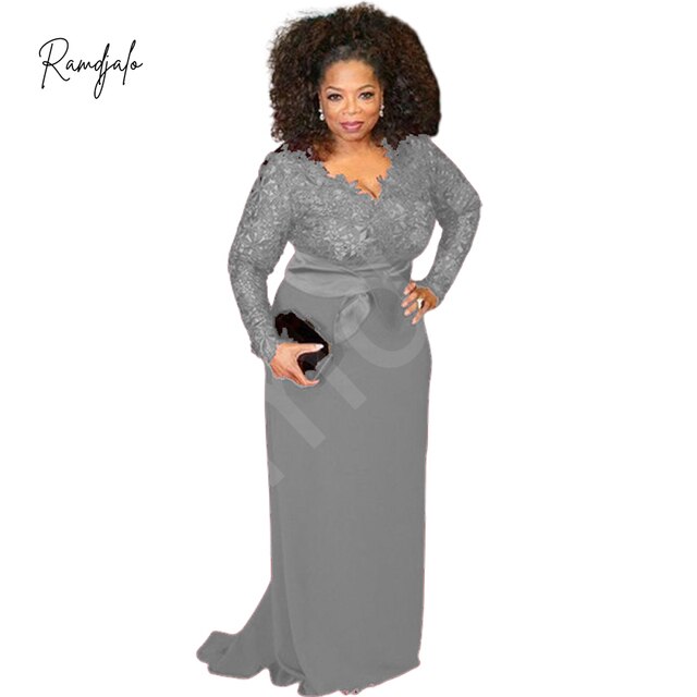 Plus Size Mother Of The Bride Dresses Burgundy Lace Long Sleeves V Neck Sash Red Carpet Formal Wedding Party Gown Madrinha