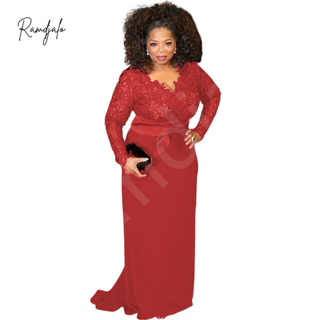 Plus Size Mother Of The Bride Dresses Burgundy Lace Long Sleeves V Neck Sash Red Carpet Formal Wedding Party Gown Madrinha