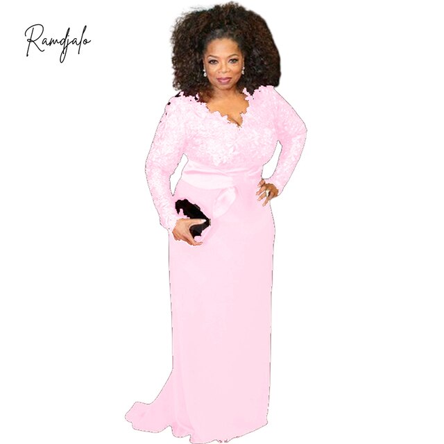 Plus Size Mother Of The Bride Dresses Burgundy Lace Long Sleeves V Neck Sash Red Carpet Formal Wedding Party Gown Madrinha