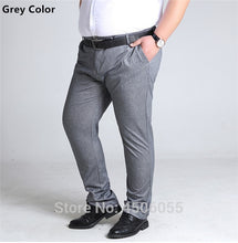 Load image into Gallery viewer, Plus Size Mens Trousers Casual Pants Grey Black Dark Blue Elastic Straight Business Men Big 44 46 48 50 52 140KG Trouser Pant