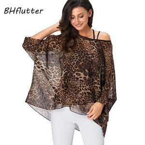 BHflutter Plus Size Women Blouse- Leopard & other prints Casual Chiffon Blouses