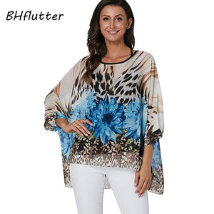 BHflutter Plus Size Women Blouse- Leopard & other prints Casual Chiffon Blouses