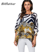 Load image into Gallery viewer, BHflutter Plus Size Women Blouse- Leopard &amp; other prints Casual Chiffon Blouses