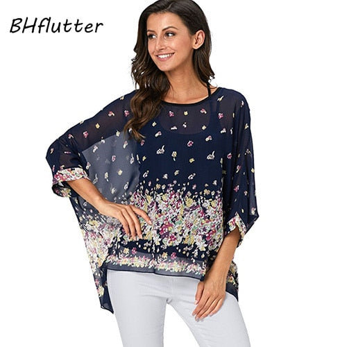 BHflutter Plus Size Women Blouse- Leopard & other prints Casual Chiffon Blouses