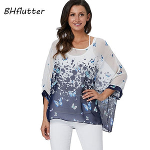 BHflutter Plus Size Women Blouse- Leopard & other prints Casual Chiffon Blouses