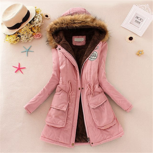 Long Winter Jacket Coat Thick Cotton Warm Jacket Womens Outwear Parkas Plus Size Fur Coat
