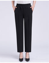 Load image into Gallery viewer, Middle-aged Women Spring Summer Pant Thin Elastic Waist Straight Pants Mother Casual Nine Points Pants Plus Size