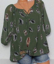 Load image into Gallery viewer, Plus Size Women Tunic Shirt 3/4 Sleeve Floral Print V-neck Blouses