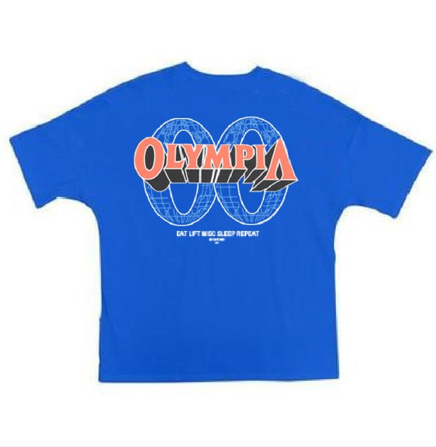 Men's Big Size Fitness T Shirt Men Short Sleeve Running Loose  T-Shirts  Muscle Shirt