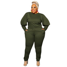 Load image into Gallery viewer, Plus Size  5xl Two Piece Outfits Sweatsuit Stretch Top Sweatpants Leggings Jogger Tracksuit