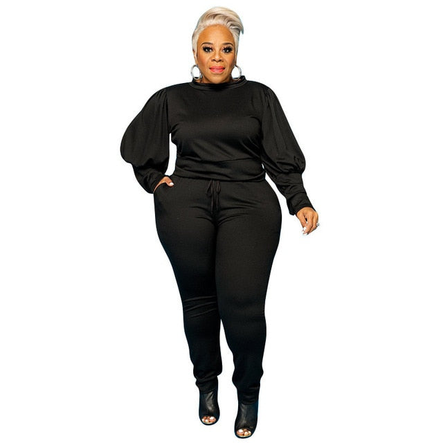 Plus Size  5xl Two Piece Outfits Sweatsuit Stretch Top Sweatpants Leggings Jogger Tracksuit