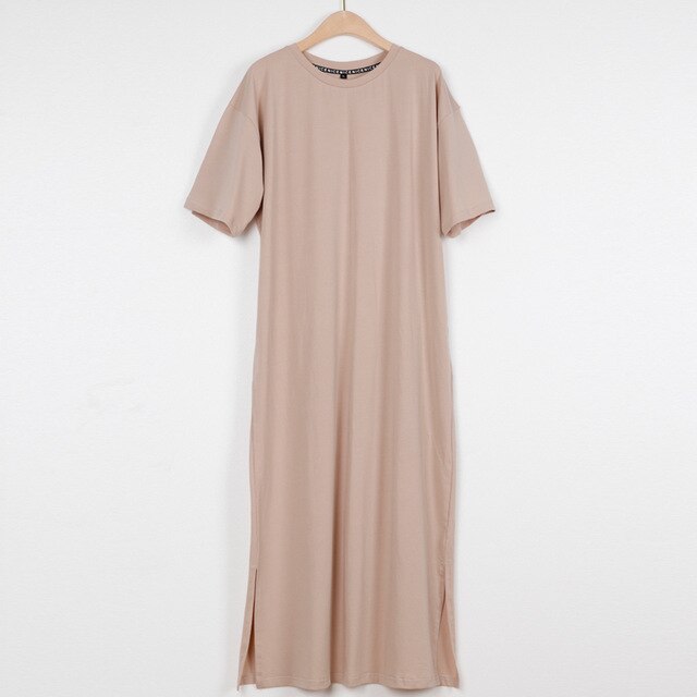 Oversized Long Summer Plus Size Women Slit Dresses 6xl 7xl 8xl 9xl 10xl Cotton Loose Casual Maxi Harajuku Za Boho Dress Black