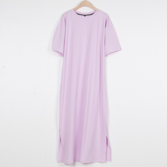 Oversized Long Summer Plus Size Women Slit Dresses 6xl 7xl 8xl 9xl 10xl Cotton Loose Casual Maxi Harajuku Za Boho Dress Black