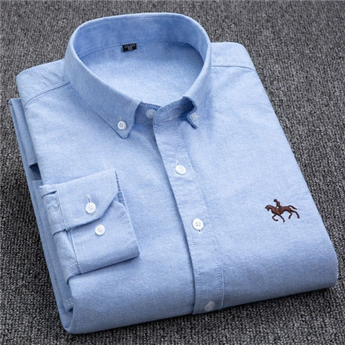 S-8XL Plus Size New Men's 100% Cotton Oxford Shirts Men Long Sleeve Casual Slim Fit  Dress Shirts For Male  Business Shirt Tops