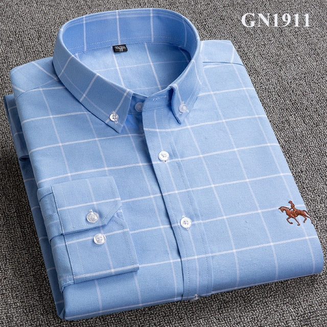 S-8XL Plus Size New Men's 100% Cotton Oxford Shirts Men Long Sleeve Casual Slim Fit  Dress Shirts For Male  Business Shirt Tops