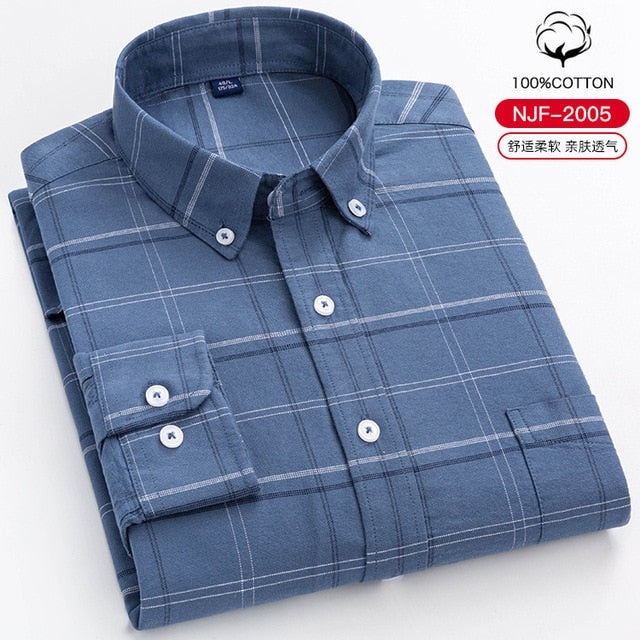 S-8XL Plus Size New Men's 100% Cotton Oxford Shirts Men Long Sleeve Casual Slim Fit  Dress Shirts For Male  Business Shirt Tops