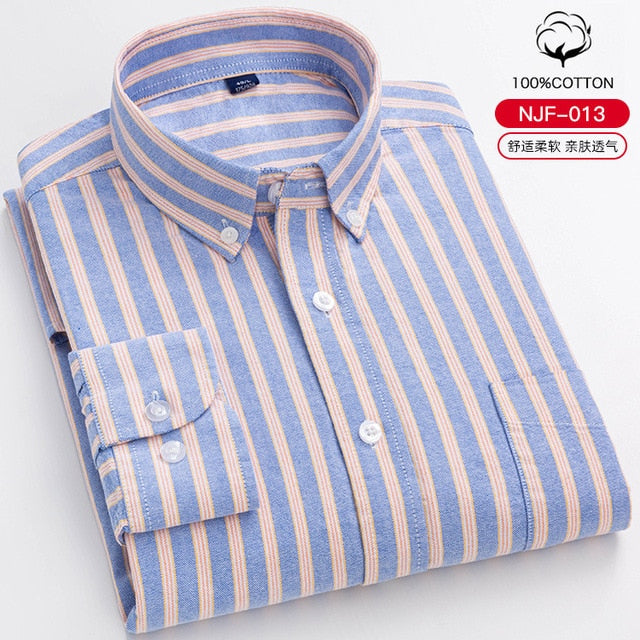 S-8XL Plus Size New Men's 100% Cotton Oxford Shirts Men Long Sleeve Casual Slim Fit  Dress Shirts For Male  Business Shirt Tops