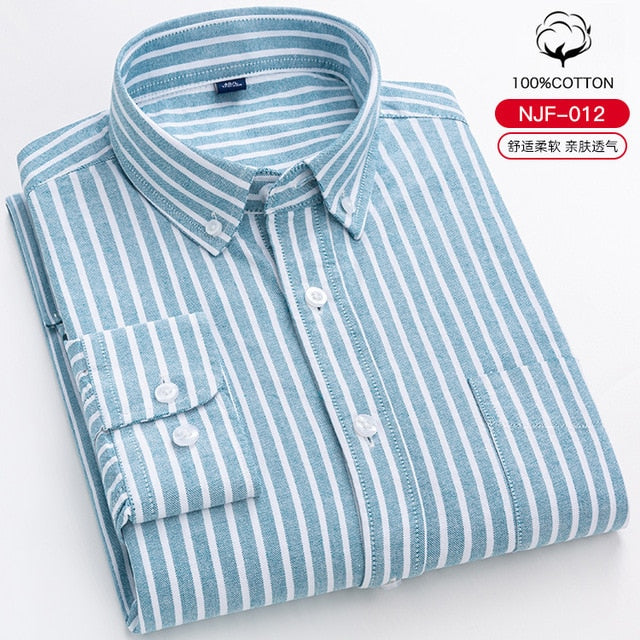 S-8XL Plus Size New Men's 100% Cotton Oxford Shirts Men Long Sleeve Casual Slim Fit  Dress Shirts For Male  Business Shirt Tops