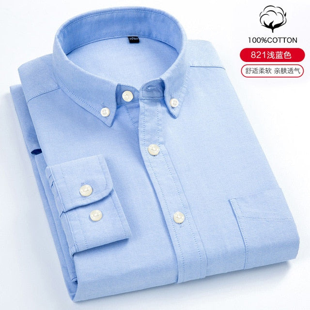S-8XL Plus Size New Men's 100% Cotton Oxford Shirts Men Long Sleeve Casual Slim Fit  Dress Shirts For Male  Business Shirt Tops