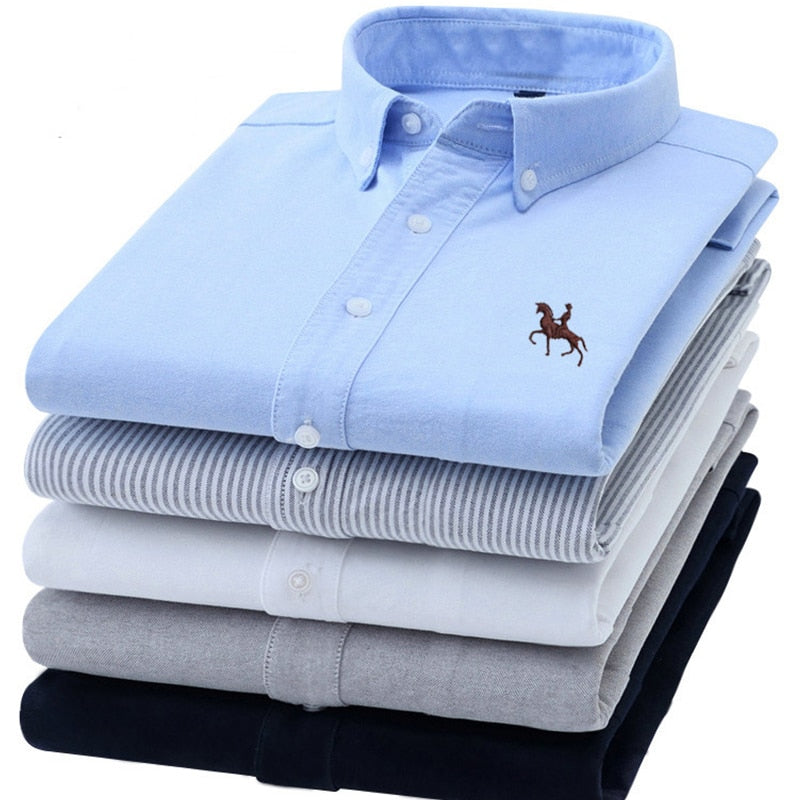 S-8XL Plus Size New Men's 100% Cotton Oxford Shirts Men Long Sleeve Casual Slim Fit  Dress Shirts For Male  Business Shirt Tops