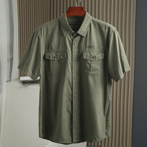 Big Size Men's 100% Pure Cotton Casual Style Short Sleeve Shirt