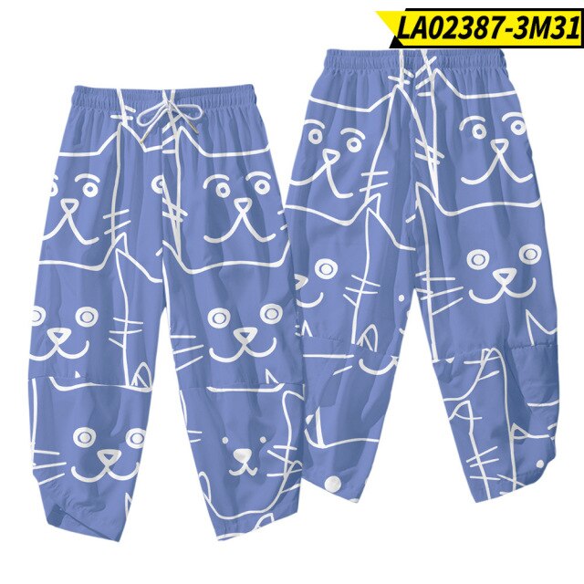 Plus Size XS-6XL Black Fox Printing Japanese Style Fashion Kimono And Pant Set Men Cardigan Blouse Haori Obi Asian Clothes