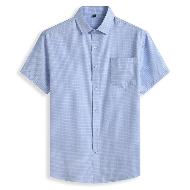 Plus big short-sleeved men's cotton summer comfortable plaid shirt business formal wear casual loose large size oversized 10XL