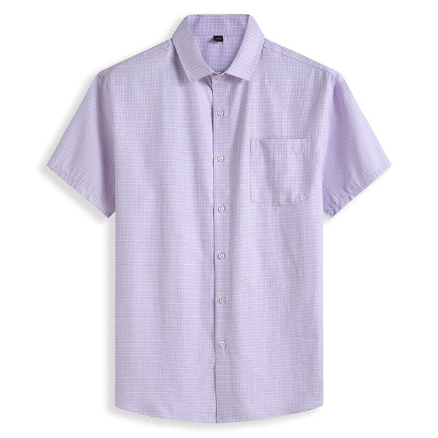 Plus big short-sleeved men's cotton summer comfortable plaid shirt business formal wear casual loose large size oversized 10XL