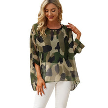 Load image into Gallery viewer, Plus-size Chiffon Shirt Batwing Sleeve Letters Print Tops Blouses