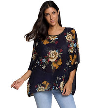 Load image into Gallery viewer, Plus-size Chiffon Shirt Batwing Sleeve Letters Print Tops Blouses