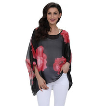 Load image into Gallery viewer, Plus-size Chiffon Shirt Batwing Sleeve Letters Print Tops Blouses