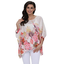 Load image into Gallery viewer, Plus-size Chiffon Shirt Batwing Sleeve Letters Print Tops Blouses