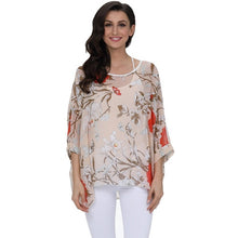 Load image into Gallery viewer, Plus-size Chiffon Shirt Batwing Sleeve Letters Print Tops Blouses