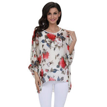 Load image into Gallery viewer, Plus-size Chiffon Shirt Batwing Sleeve Letters Print Tops Blouses