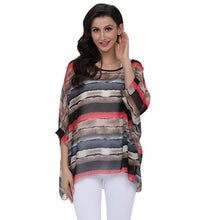 Load image into Gallery viewer, Plus-size Chiffon Shirt Batwing Sleeve Letters Print Tops Blouses