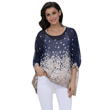 Load image into Gallery viewer, Plus-size Chiffon Shirt Batwing Sleeve Letters Print Tops Blouses