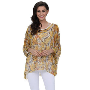 Plus-size Chiffon Shirt Batwing Sleeve Letters Print Tops Blouses