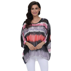 Plus-size Chiffon Shirt Batwing Sleeve Letters Print Tops Blouses