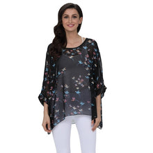 Load image into Gallery viewer, Plus-size Chiffon Shirt Batwing Sleeve Letters Print Tops Blouses