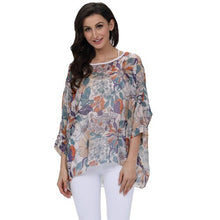 Load image into Gallery viewer, Plus-size Chiffon Shirt Batwing Sleeve Letters Print Tops Blouses