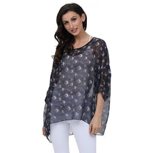 Load image into Gallery viewer, Plus-size Chiffon Shirt Batwing Sleeve Letters Print Tops Blouses