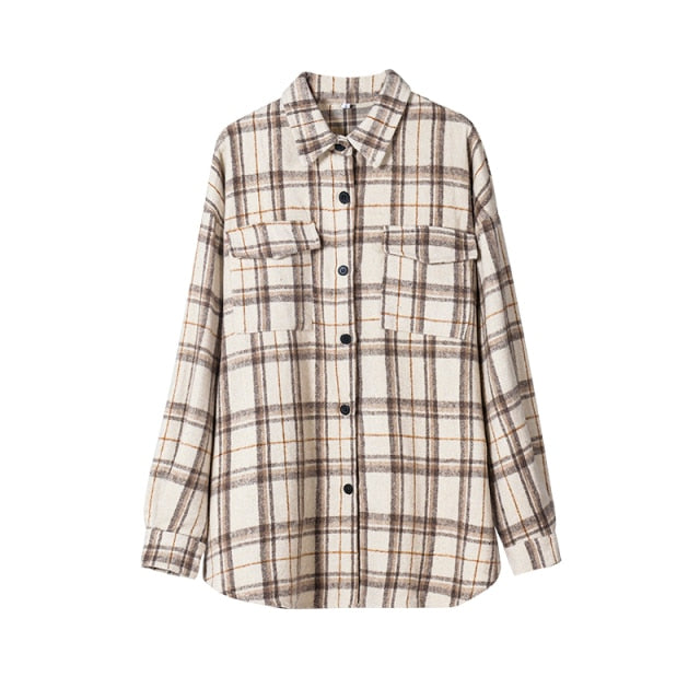 Toppies 2021 Vintage Plaid Shirts Women oversized shirts Female Blouse Tops plus size clothing Long Sleeve Button