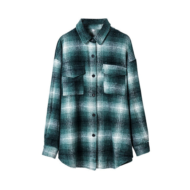 Toppies 2021 Vintage Plaid Shirts Women oversized shirts Female Blouse Tops plus size clothing Long Sleeve Button