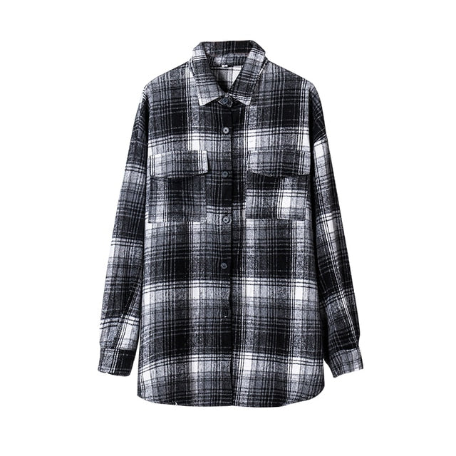 Toppies 2021 Vintage Plaid Shirts Women oversized shirts Female Blouse Tops plus size clothing Long Sleeve Button