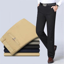 Load image into Gallery viewer, Spring Autumn Middle-aged Casual Trousers Men&#39;s Straight Slacks High Waists Dad&#39;s Thin Thick Breathable Cotton Male Suit Pants