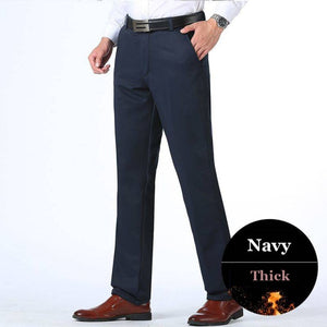 Spring Autumn Middle-aged Casual Trousers Men's Straight Slacks High Waists Dad's Thin Thick Breathable Cotton Male Suit Pants